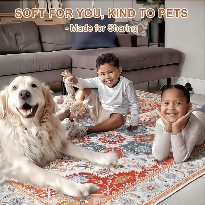 WILLSUN Washable Area Rugs, 8x10 Non-Slip Boho Large Area Rugs - Image 3
