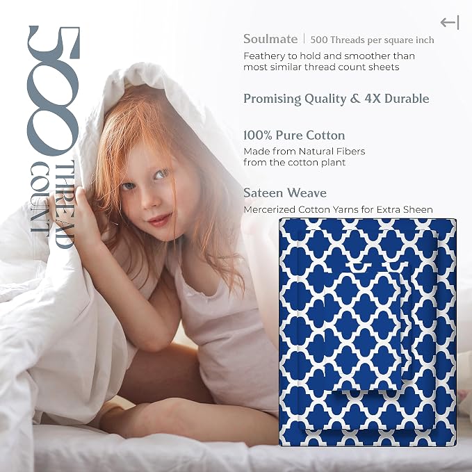 Mayfair Linen 100% Cotton Printed Bed Sheets Full Size Set - Image 4