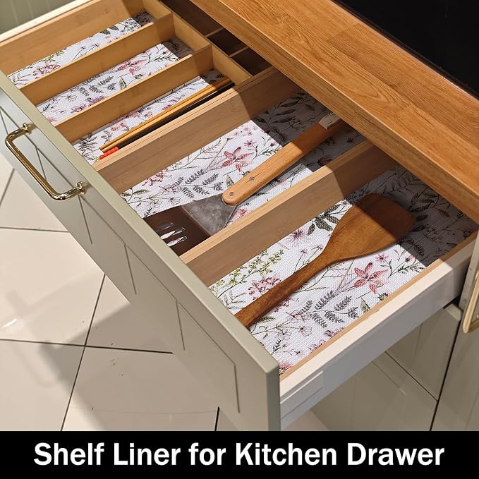 Leaf Floral Shelf Liners Non Adhesive and Strong Non-Slip Shelf and Drawer - Image 4