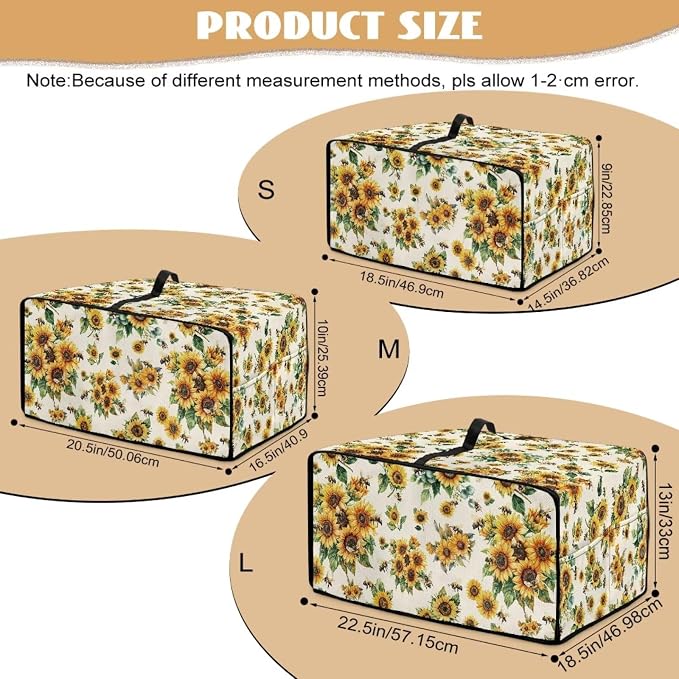 Sunflower Bee Print Toaster Oven Cover Dust-Proof Microwave Oven Cloth Cover - Image 7