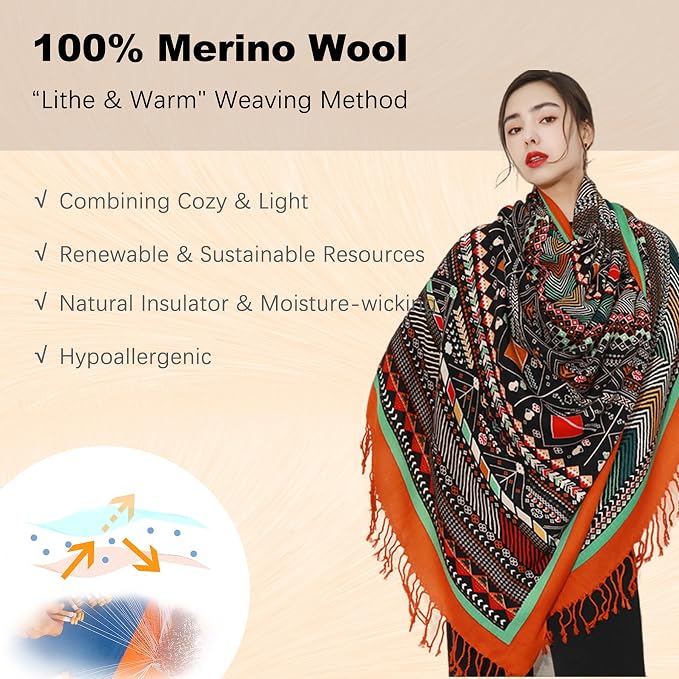 DANA XU 100% Merino Wool Pashmina Shawl - Image 4