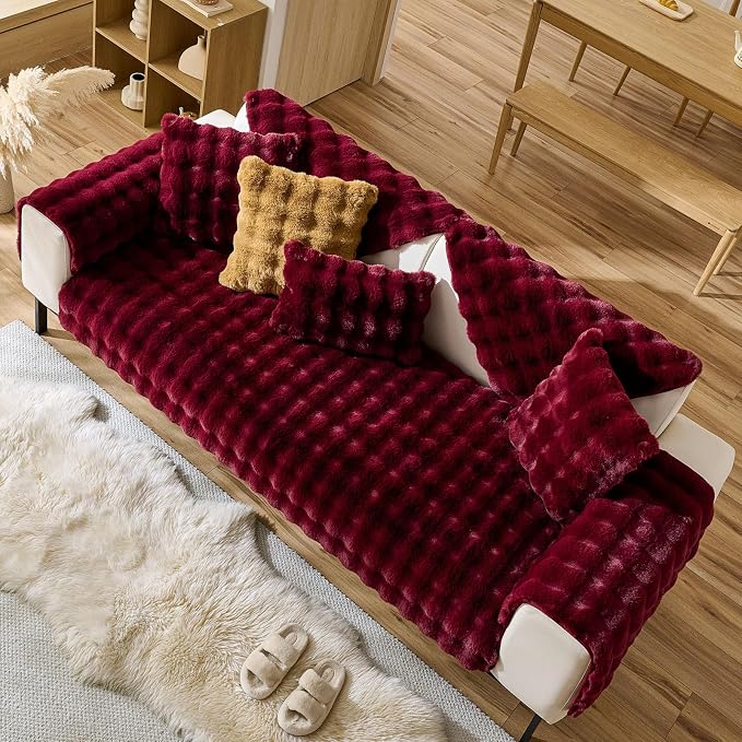 Christmas Faux Fur Decorative Throw Pillow Cover Plush Thick Bubble Pillow - Image 2