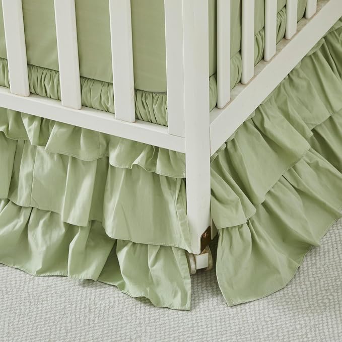 Brandream Crib Skirt Triple Layer Cotton Nursery Bed Skirt by Brandream