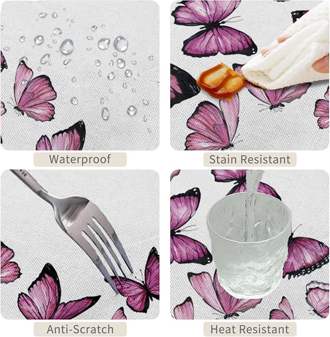 70x90inches Butterfly Rectangle Table Cloth Pink Purple Nature Butterflies - Image 4
