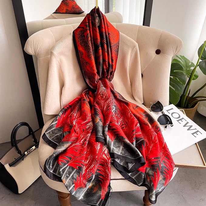 Fashion Scarves Scarf 100% Silk Feeling Scarf Silk Like Scarves Long - Image 4