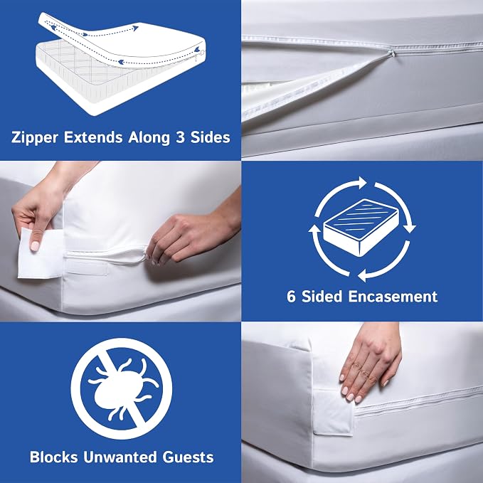 RV Short Queen Mattress Protector Waterproof Zippered Encasement Hypoallergenic - Image 6
