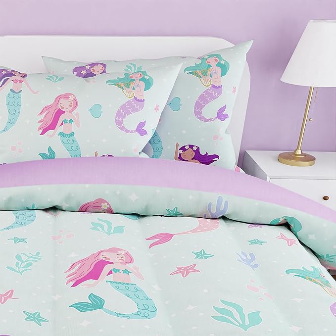 SANDJEST Mermaid Comforter Set Full Size 98x86in - Image 4