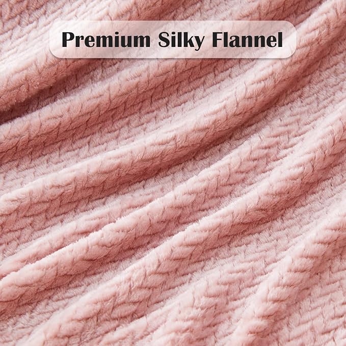 NEWCOSPLAY Super Soft Throw Blanket Dusty Pink Premium Silky Flannel Fleece - Image 5