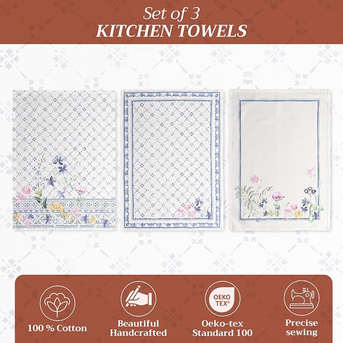 Maison d' Hermine Kitchen Towels Set of 3 100% Cotton 27.50" x 20" Reusable - Image 2