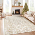 5x7 Area Rug Living Room: Washable Boho Geometric Moroccan Rug Neutral Modern by pmtsns
