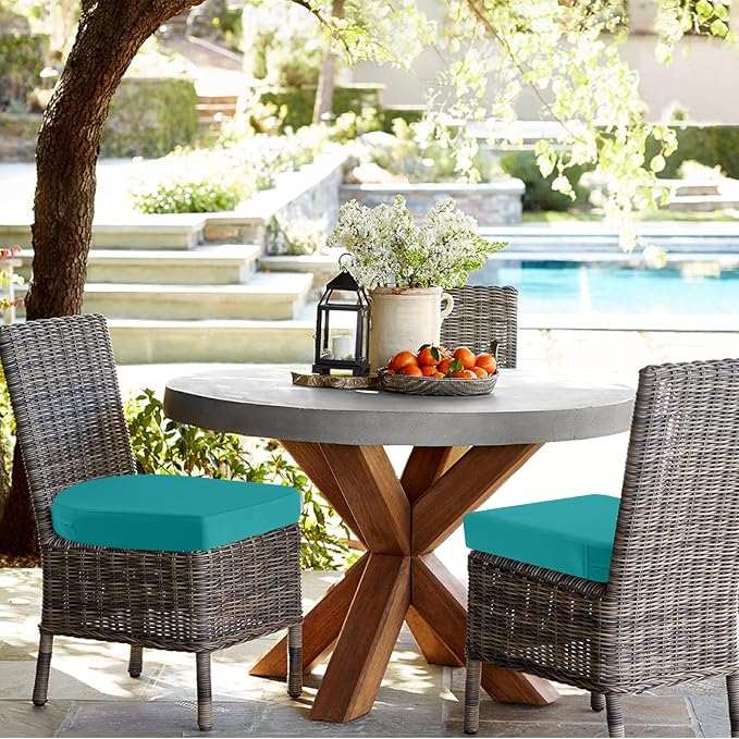 idee-home Outdoor Chair Cushions Set of 4, Thick 17" x 17" x 3" Patio Chair - Image 6