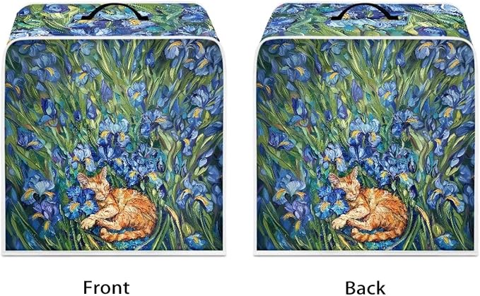 Cute Iris Cat Coffee Maker Cover – Dust Protection Stain Resistant Washable - Image 2
