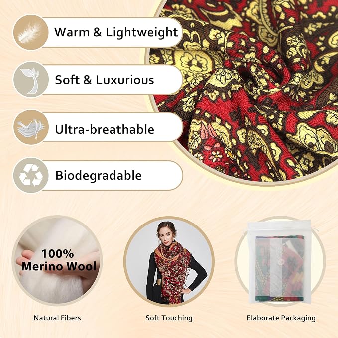 DANA XU 100% Merino Wool Pashmina Shawl - Image 3