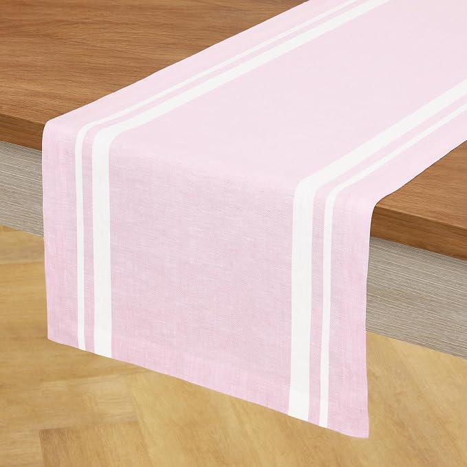 Solino Home Linen Striped Table Runner 132 Inches Long - Image 2