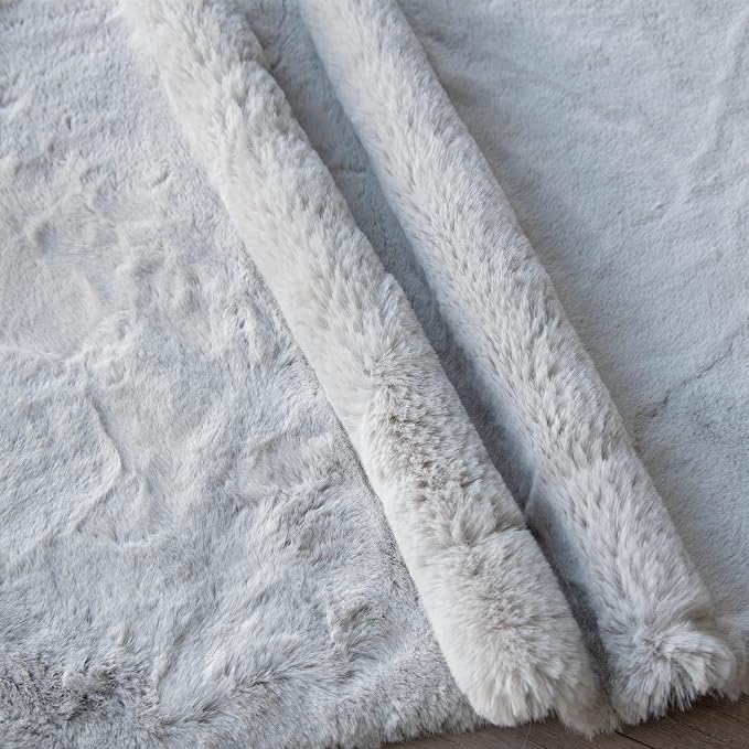 Round Furry Rugs for Living Room Faux Rabbit Fluffy Fur Rug for Bedroom - Image 9