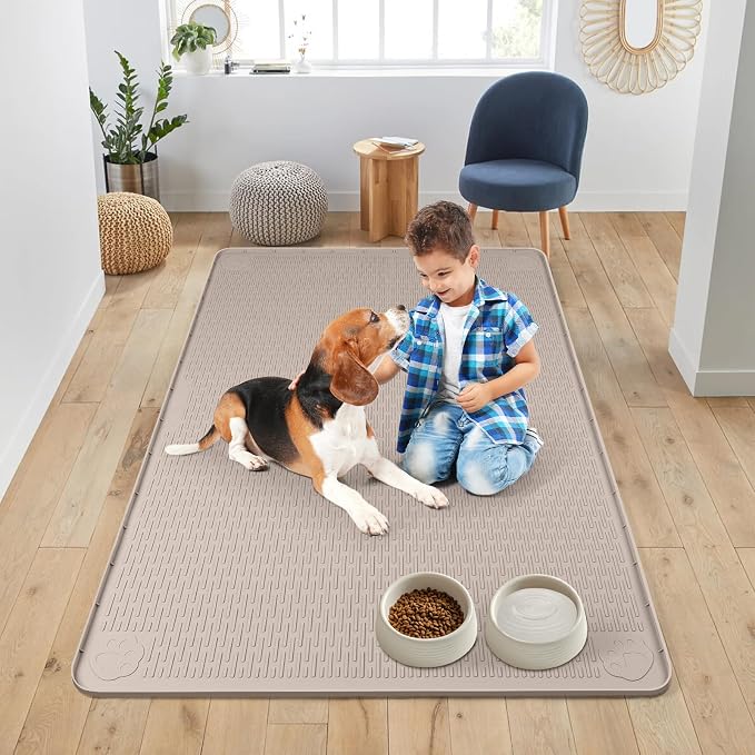 Dog Food Mat, Extra Large 50" x 35" Silicone Pet Feeding Mat - Image 6