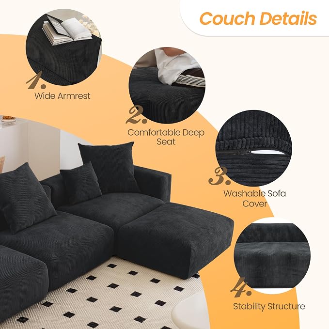 JACH 141" Oversized Modular Sectional Sofa, Deep 3-Seats Sectional Couch - Image 3