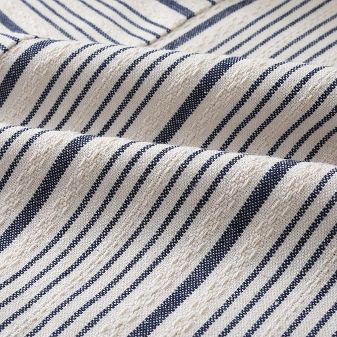 DWR Striped 3D Textured Weave Throw Pillow Covers 18x18 Set of 2, Polyester - Image 3