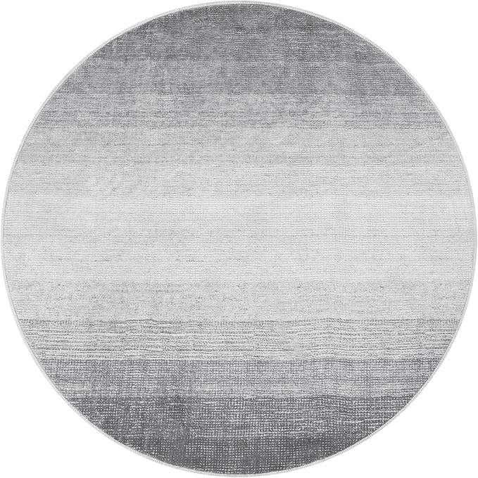 Wonnitar Modern Ombre Round Rug 4ft, Washable Grey Round Kitchen Area Rug - Image 8