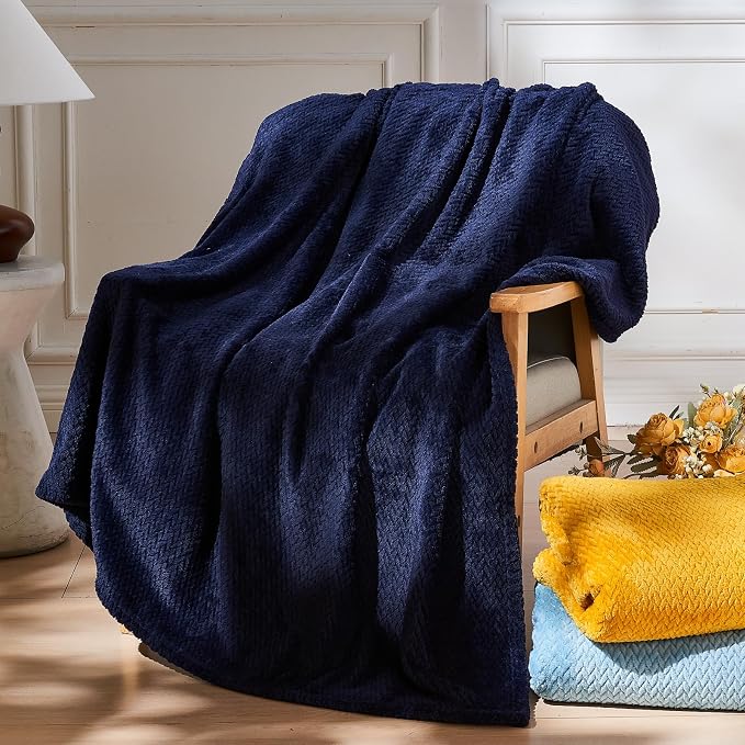 NEWCOSPLAY Super Soft Queen Blanket Dark Navy Premium Silky Flannel Fleece - Image 2