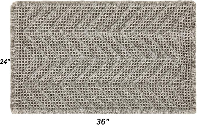 Boho Bath Mat BathDecor Rugs, Upgraded Waffle Bath Mat, Super Absorbent Non - Image 2