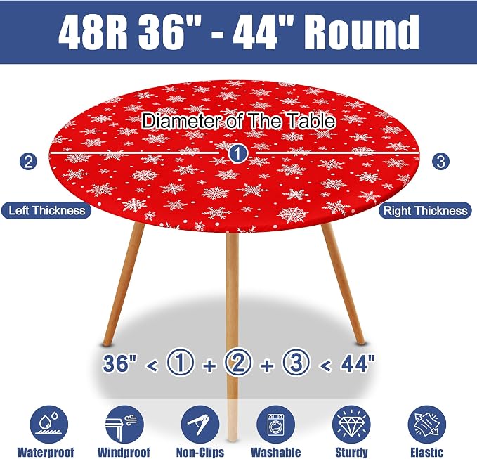 Round Spandex Christmas Tablecloth, Elastic Fitted Waterproof Tablecloths - Image 8