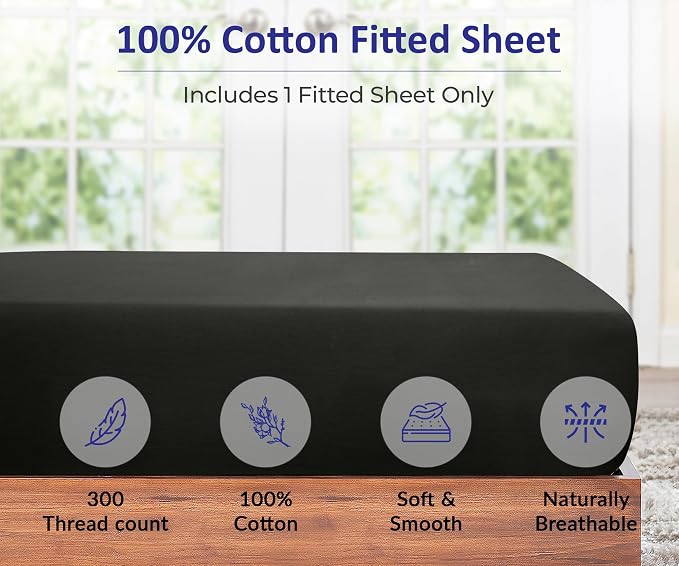 ROYALE LINENS 300 Thread Count 100% Long Staple Combed Cotton Fitted Sheet Twin - Image 4