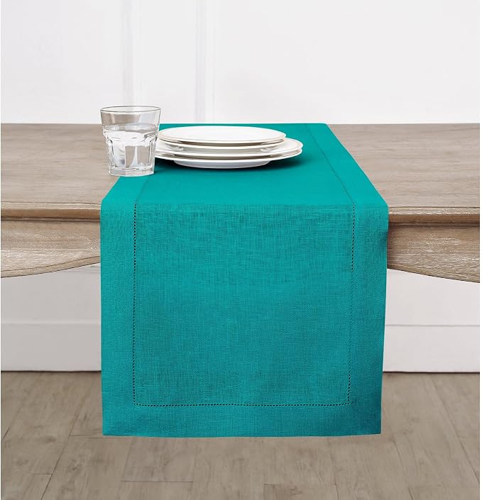 Solino Home Linen Teal Table Runner 108 Inches Long by SolinoHome