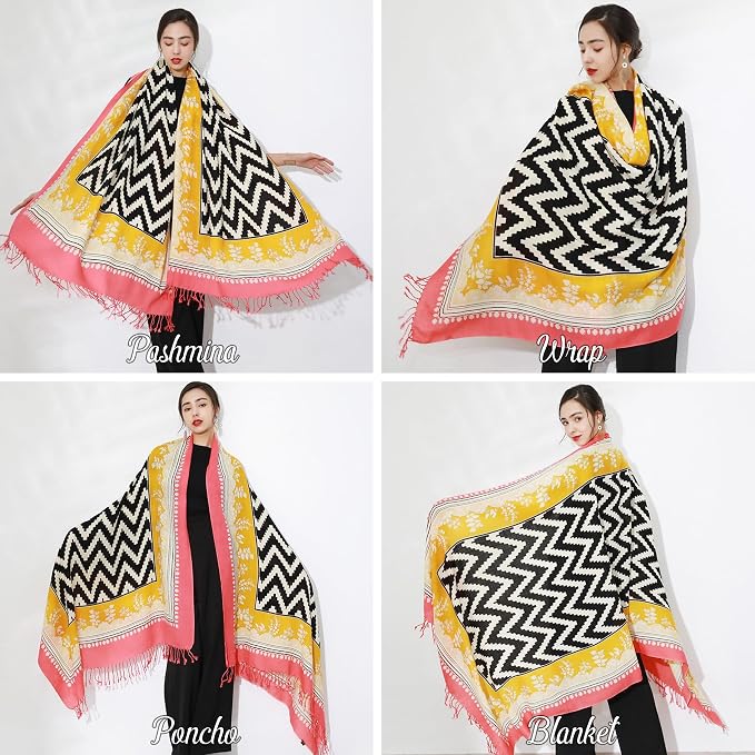 DANA XU 100% Merino Wool Extra Large Pashmina Blanket Travel Scarf Cashmere Wrap - Image 5