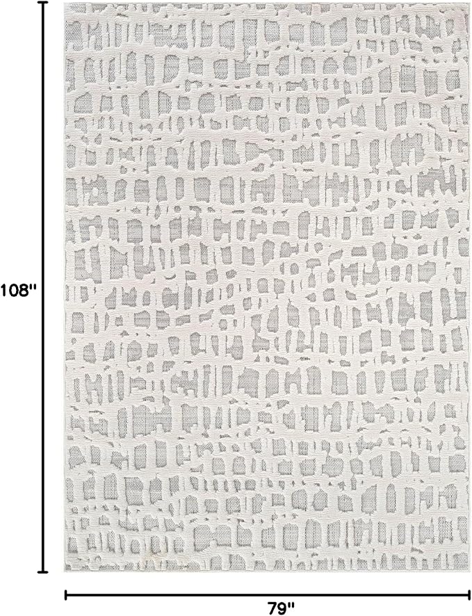 Beverly Rug Micro Loop Area Rug Gray/White 6x9 Abstract Modern Luxury Irregular - Image 2