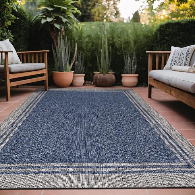 Bordered Outdoor Rug 9x12 Washable Outside Carpet by Unknown