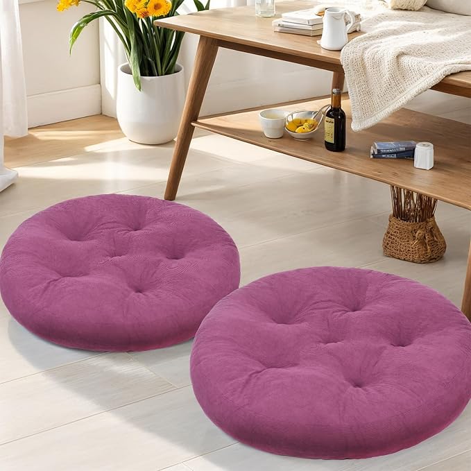 Meditation Floor Pillow Set of 2, Round Large Pillows Seating by Unknown