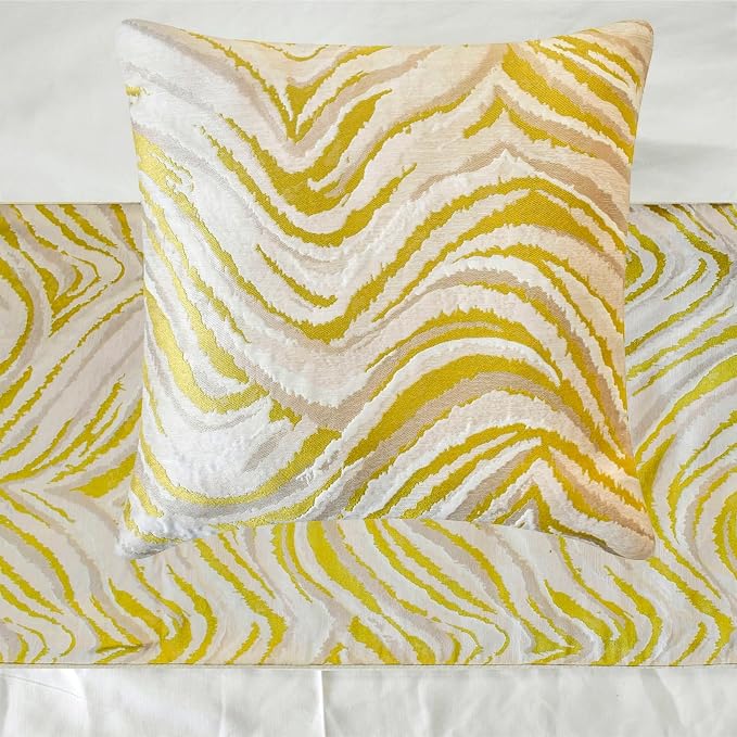The HomeCentric King/Queen/Twin Yellow & Grey Decorative Bed Runner King - Image 2
