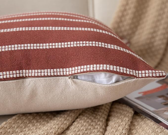 Caflife Boho Fall Throw Pillow Covers 18x18 Set of 2 Soft Farmhouse Decorative - Image 4