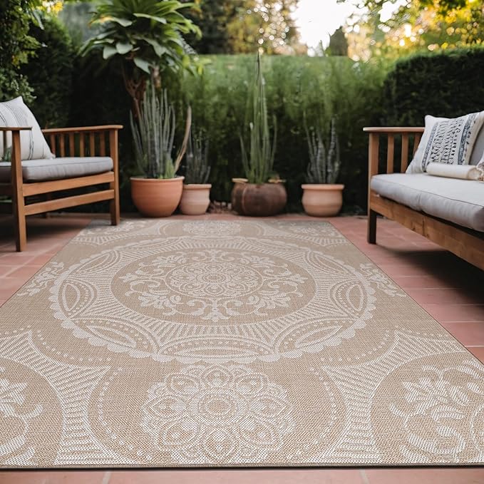 Medallion Outdoor Rug 5x7 Washable Outside Carpet by Unknown