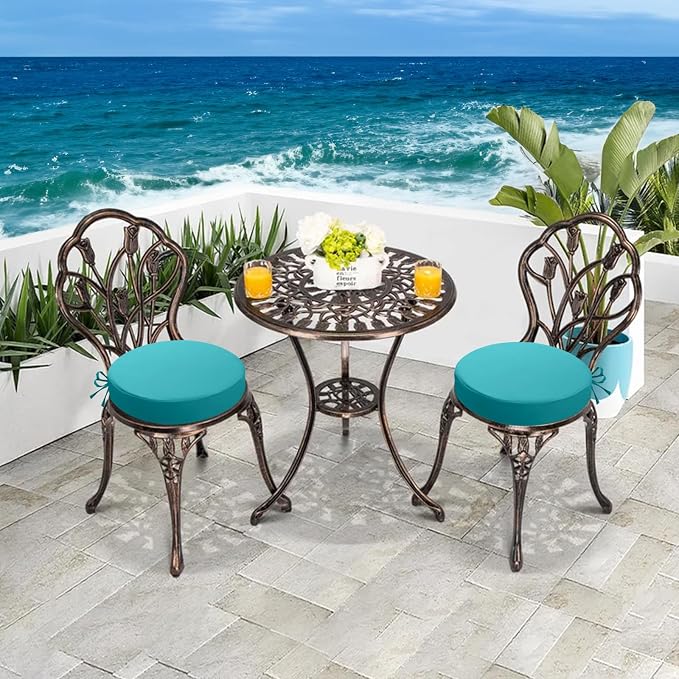 idee-home Outdoor Bistro Chair Cushions, 15”x15”x 3” Thick Outdoor Round Seat - Image 6