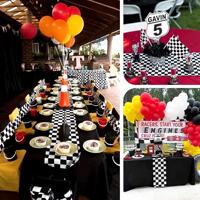 10 Pack Checkered Table Runner Polyester Table Decor Classic Black and White - Image 6