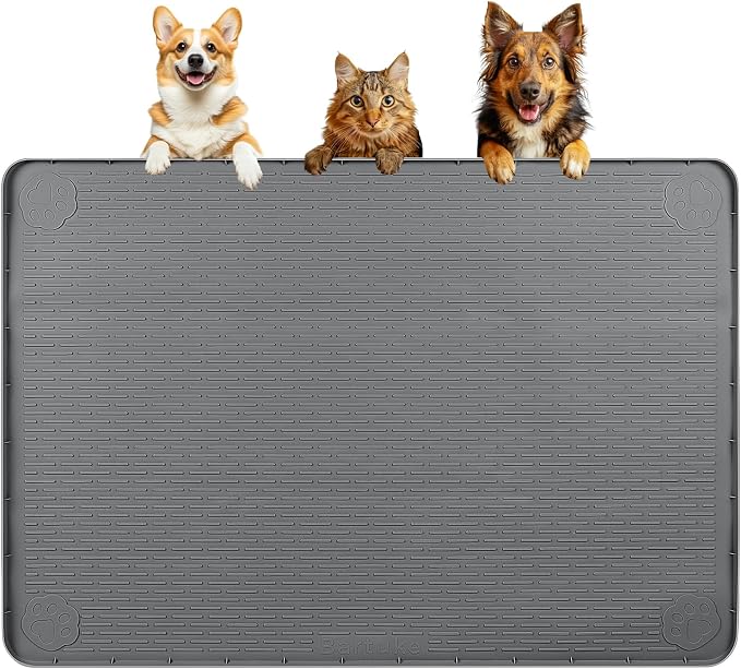 Dog Food Mat, Extra Large 40" x 28" Silicone Pet Feeding Mat by Bartuke