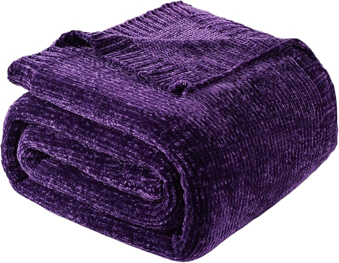BATTILO HOME Chenille Knitted Throw Blanket by BATTILOHOME