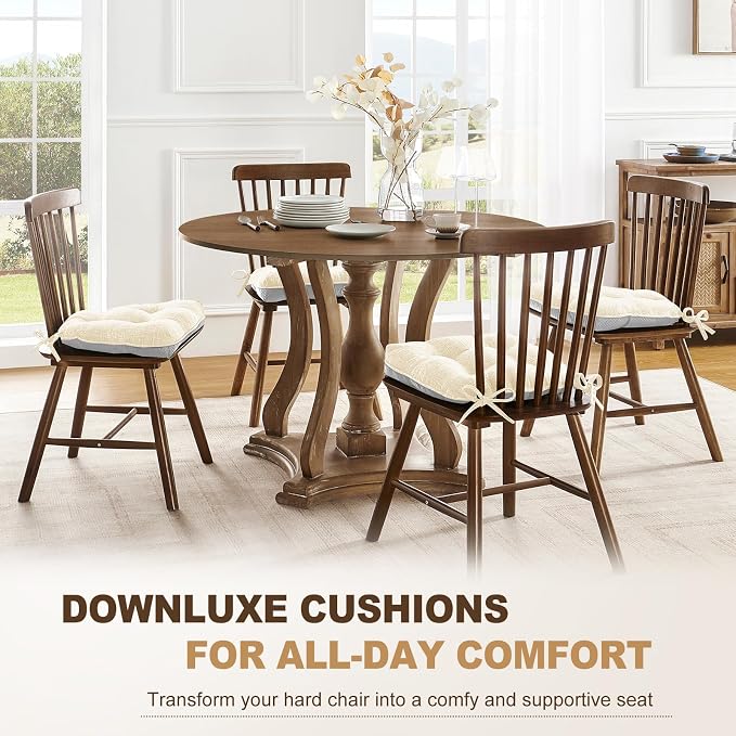downluxe Indoor Chair Cushions for Dining Chairs, Tufted Overstuffed Textured - Image 6