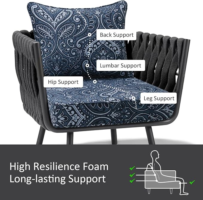 Outdoor Patio Chair Cushions Set, Water-Repellent, Fade Resistant, Deep Seat - Image 4