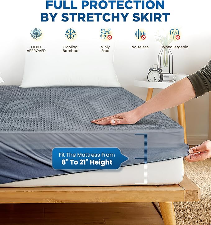 Premium 100% Waterproof Cal King Mattress Protector, Breathable Cooling 3D Air - Image 4