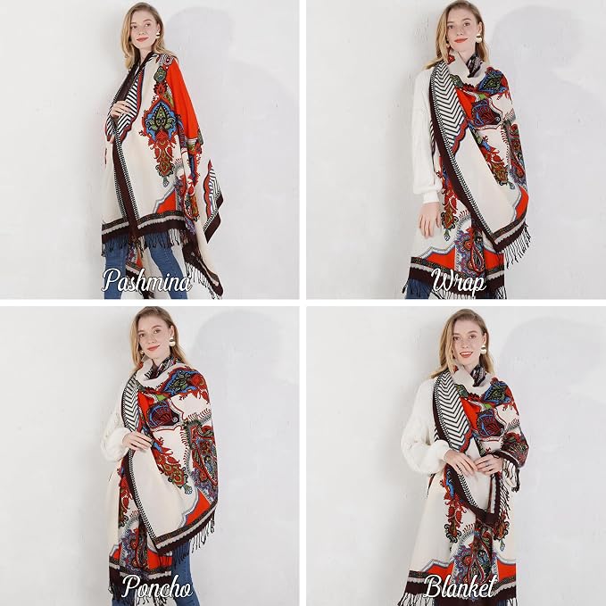 DANA XU 100% Merino Wool Extra Large Pashmina Blanket Travel Scarf Cashmere Wrap - Image 5