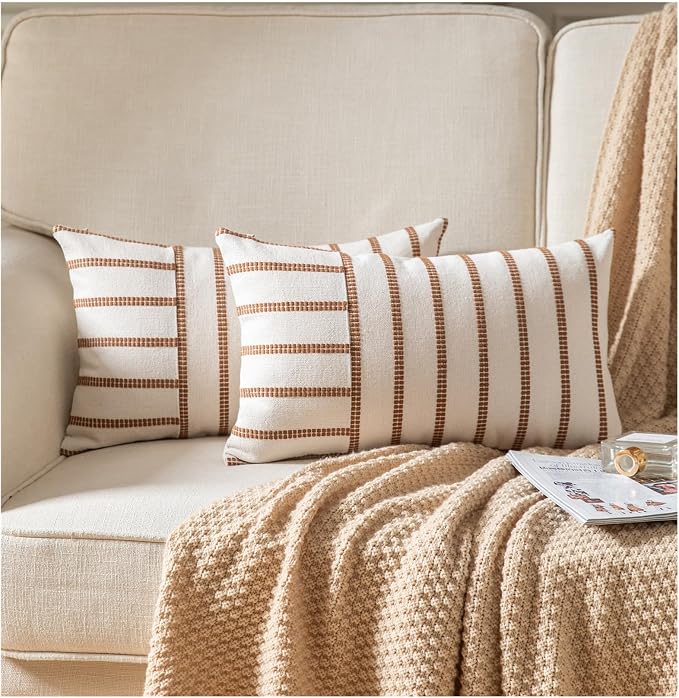 Caflife Boho Throw Pillow Covers 12x20 Set of 2 Soft Farmhouse Decorative Couch by Caflife