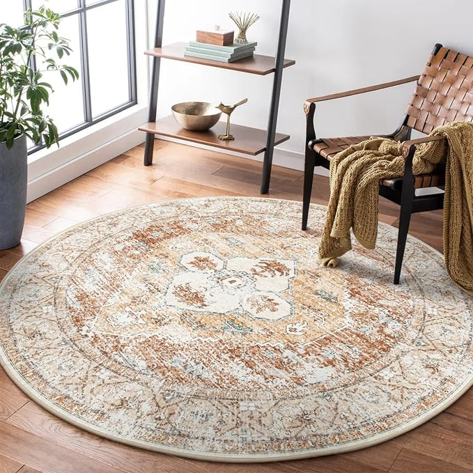 Lahome Boho Round Rugs - 4Ft Washable Non-Slip Small Round Area Rug Throw - Image 6