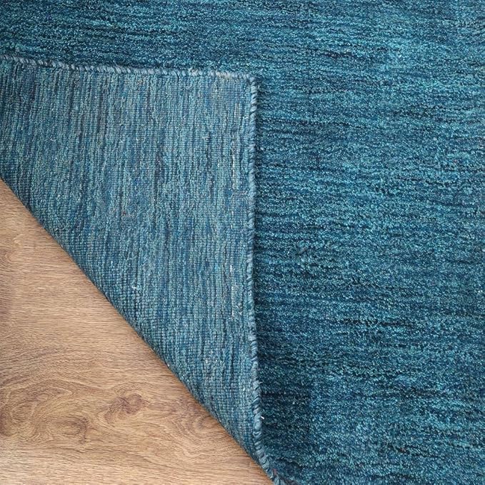 Rugsotic Carpets Hand Knotted Gabbeh Wool 2'6''x10' Runner Rug Solid Blue L00111 - Image 8