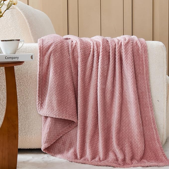NEWCOSPLAY Super Soft Throw Blanket Dusty Pink Premium Silky Flannel Fleece - Image 2