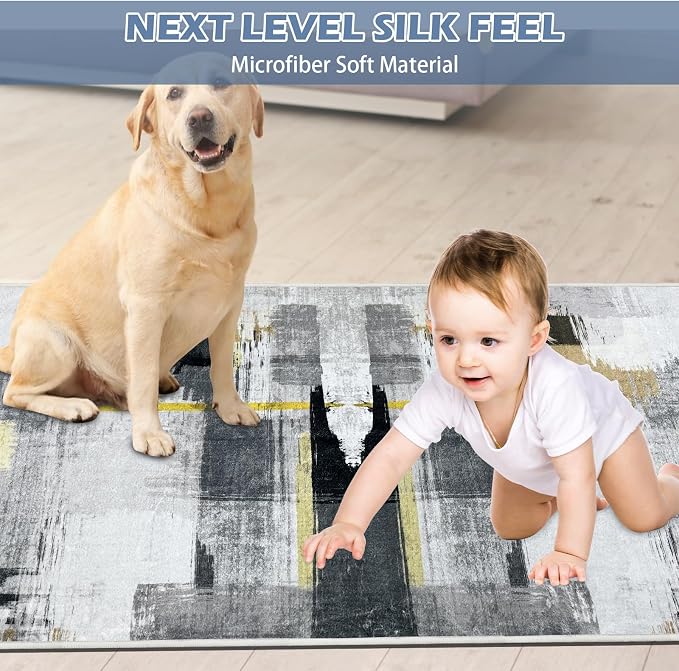 Runner Rug Washable 3x70 FT, Non Slip Rubber Backing Abstract Carpet, Soft Area - Image 2