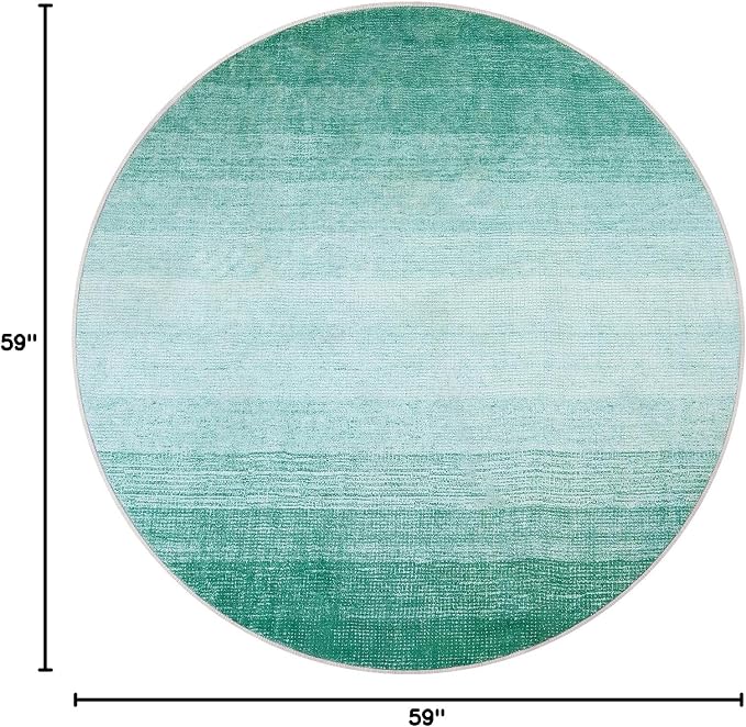 Wonnitar Modern Ombre Round Area Rugs, 5ft Washable Large Teal Circle Rugs - Image 2