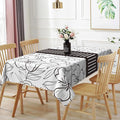 54x78inches Floral Rectangle Tablecloth Black and White Sketch Floral Printed by TTQYFNM